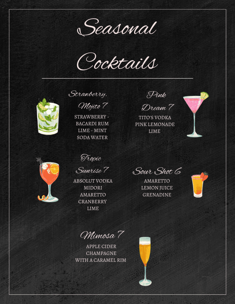 lake hickory additional drink menu